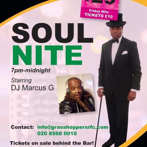 DJ MARCUS HG, SOUL NIGHT, GRASSHOPPERS RFC 21.04.22